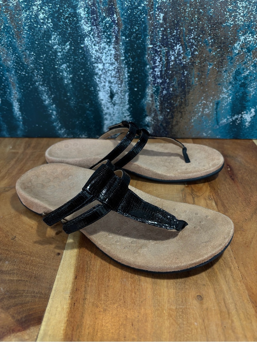 Vionic Minimalist Elvia Black Croc Embossed Orthotic Slide Sandals 9W